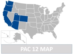 Map of teams of Pac 12