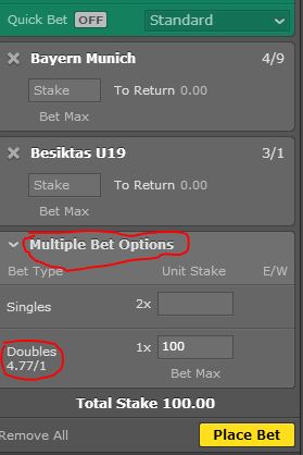 Daily Double Set-up on Bet365
